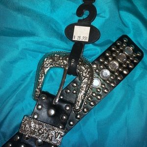 Black rhinestone belt L